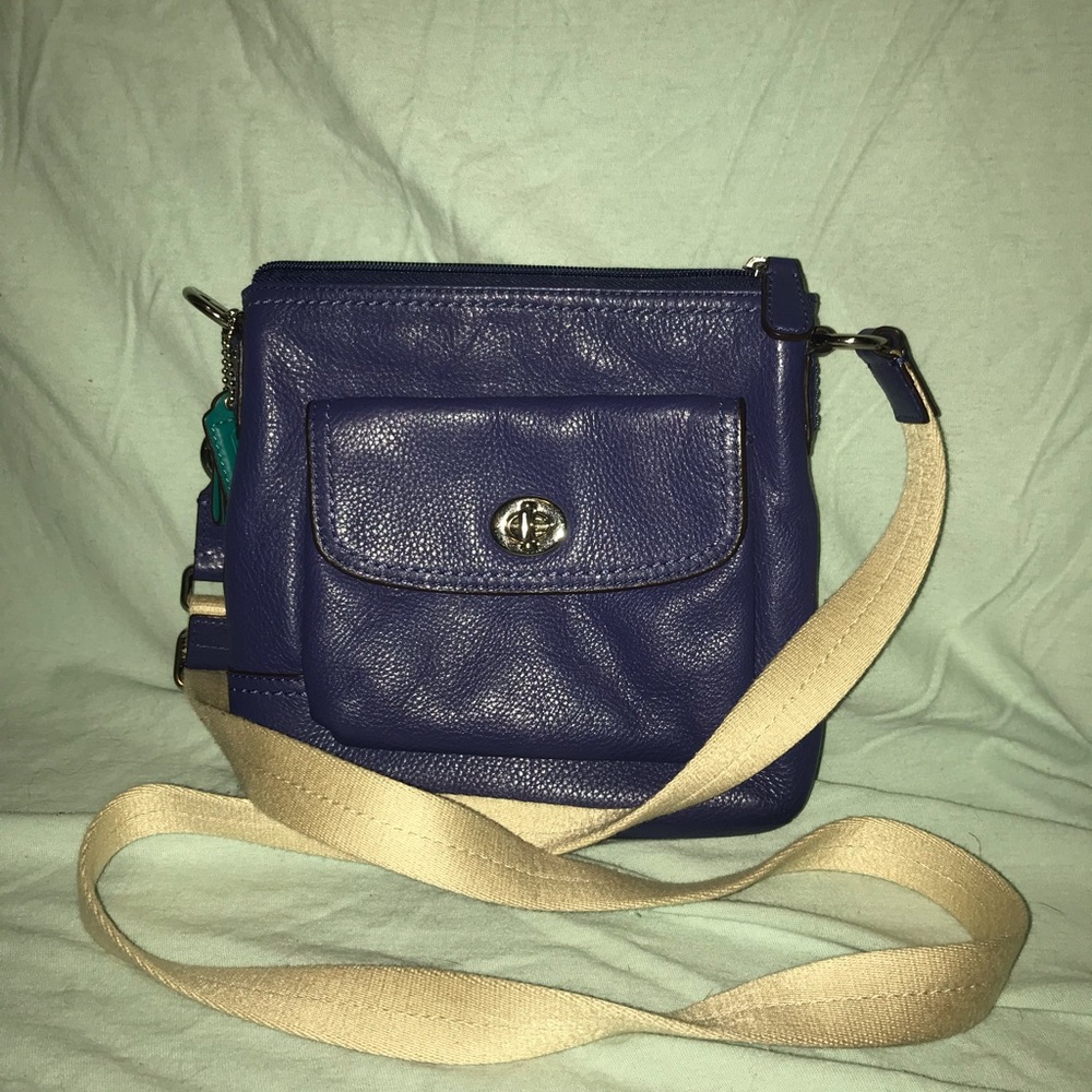COACH blue leather crossbody bag